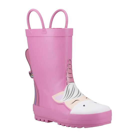 Cotswold Childrens/Kids Puddle Unicorn 3D Wellington Boots (Pink) - Image 4