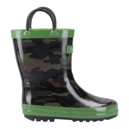 Cotswold Childrens/Kids Puddle Camouflage Wellington Boots (Green/Black) - Image 1