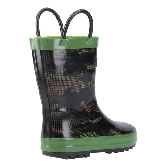 Cotswold Childrens/Kids Puddle Camouflage Wellington Boots (Green/Black) - Image 2