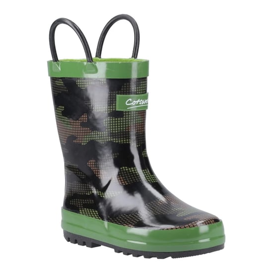 Cotswold Childrens/Kids Puddle Camouflage Wellington Boots (Green/Black) - Image 5