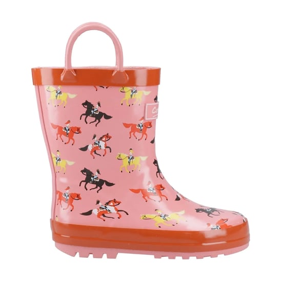 Cotswold Childrens/Kids Puddle Horse Wellington Boots (Pink/Red) - Image 1