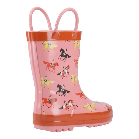 Cotswold Childrens/Kids Puddle Horse Wellington Boots (Pink/Red) - Image 2
