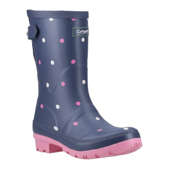 Cotswold Womens/Ladies Clarence Spotted Mid Cut Wellington Boots (Navy/Pink) - Image 5
