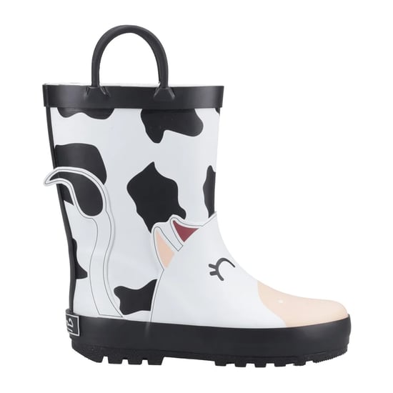 Cotswold Childrens/Kids Puddle Cow 3D Wellington Boots (Black/White) - Image 1