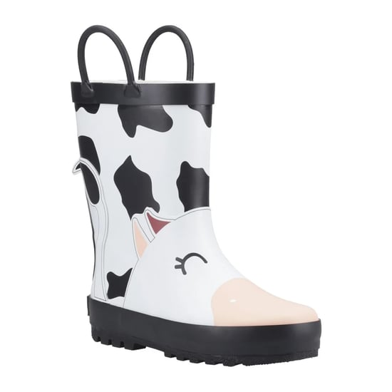 Cotswold Childrens/Kids Puddle Cow 3D Wellington Boots (Black/White) - Image 5