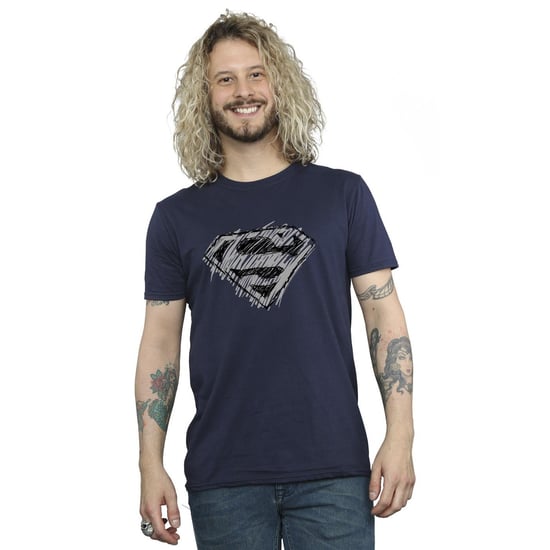 DC Comics Mens Superman Logo Sketch T-Shirt (Navy Blue) - Image 1