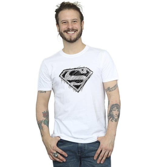 DC Comics Mens Superman Logo Sketch T-Shirt (White) - Image 1