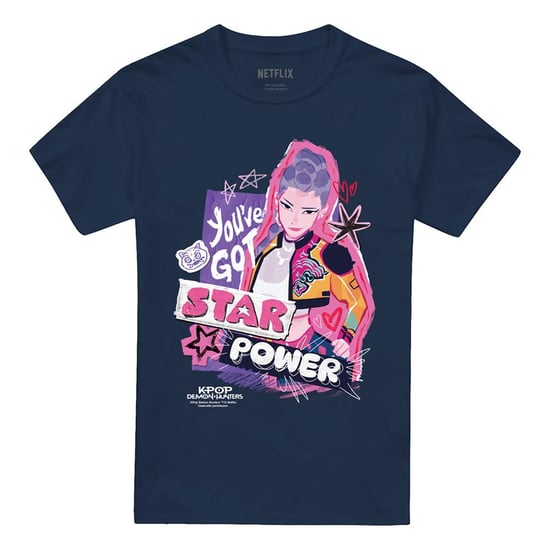 K-Pop Demon Hunters Unisex Adult Rumi Scrapbook Stars T-Shirt (Navy) - Image 1