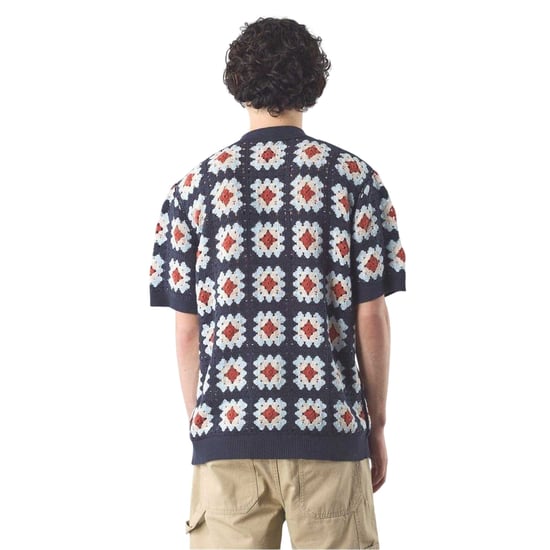 Pretty Green Mens Timperley Geometric Crochet Tailored Shirt (Navy) - Image 3