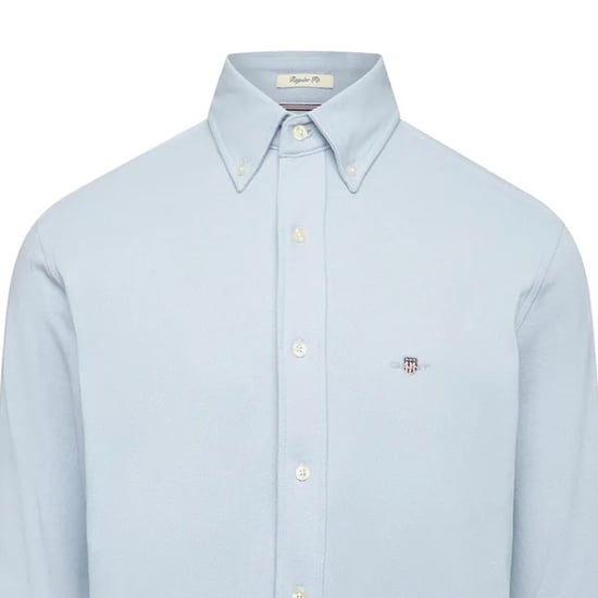 Gant Herenpiqué-overhemd met lange mouwen, normale pasvorm (Blauw) - Image 3