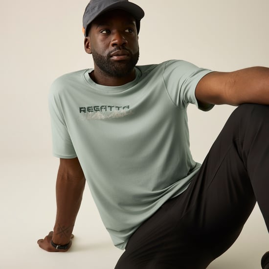 Regatta Mens Text Stretch T-Shirt (Glacier Green) - Image 1