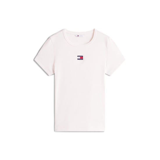 Tommy Jeans Dames-T-shirt met badge, geribd, normale pasvorm (Antiek Wit) - Image 1