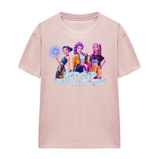 K-Pop Demon Hunters Womens/Ladies Huntrix Group T-Shirt (Powder Rose) - Image 1