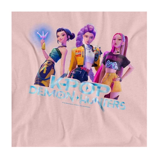 K-Pop Demon Hunters Womens/Ladies Huntrix Group T-Shirt (Powder Rose) - Image 3