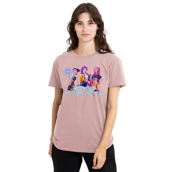 K-Pop Demon Hunters Womens/Ladies Huntrix Group T-Shirt (Powder Rose) - Image 4