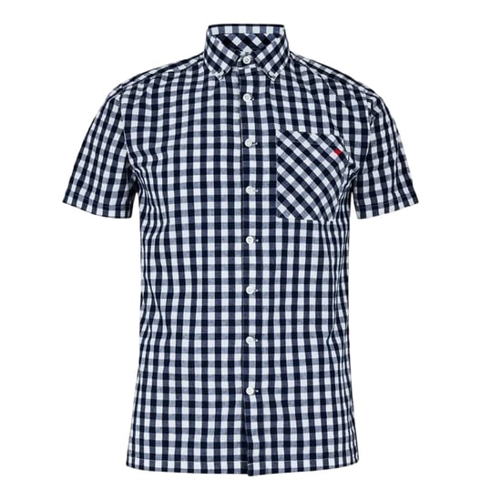 Lee Cooper Heren Gingham geruit overhemd met korte mouwen (Marine, Wit) - Image 1