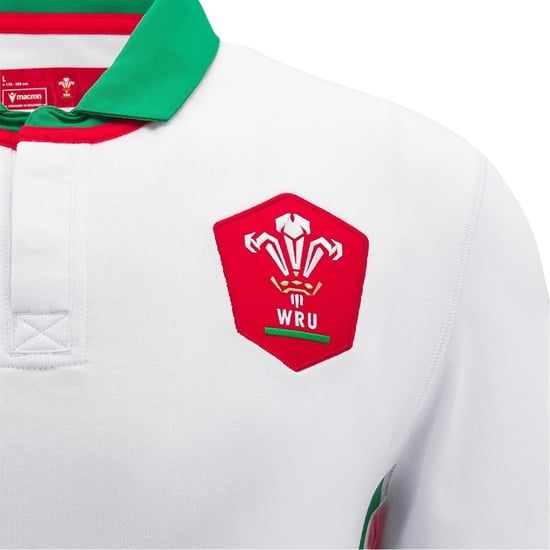 Macron Rugbyshirt voor heren, maat 24/25, van de Welsh Rugby Union (Wit, Groen) - Image 3