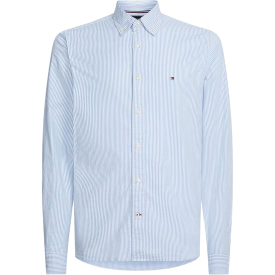 Tommy Hilfiger Herenoverhemd met knopen uit 1985, gestreept en met elastische pas (Blauw) - Image 1