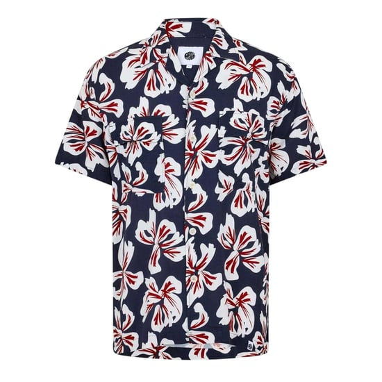 Pretty Green Mens Bauhaus Floral Regular Shirt (Navy) - Image 1