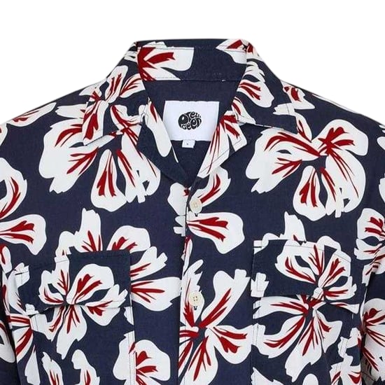 Pretty Green Mens Bauhaus Floral Regular Shirt (Navy) - Image 3