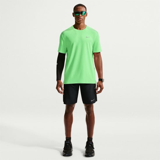 Nike Mens Miler Swoosh Reflective Detail T-Shirt (Green/Silver) - Image 5