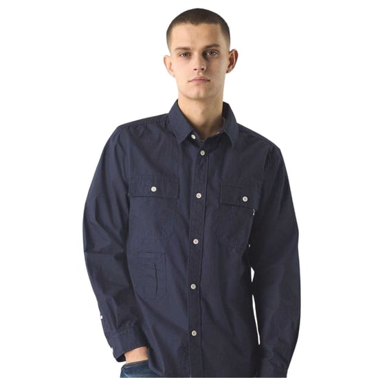 Pretty Green Mens Brentwood Long-Sleeved Shirt (Navy) - Image 4