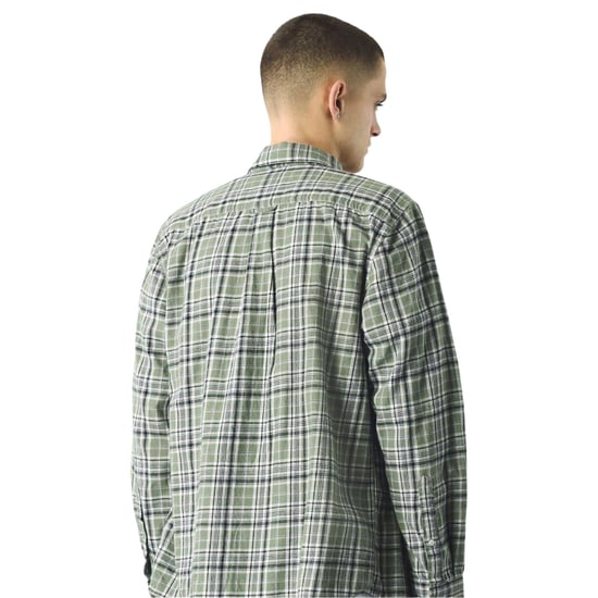Pretty Green Mens Thornley Checked Long-Sleeved Shirt (Green) - Image 3