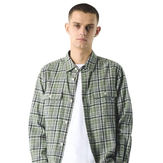 Pretty Green Mens Thornley Checked Long-Sleeved Shirt (Green) - Image 4