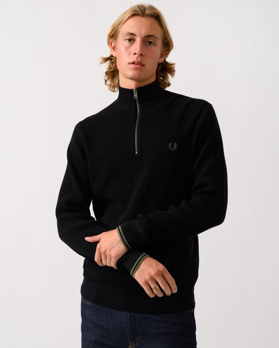 Regular Fit Long Sleeve Logo Detail Jumper in Black - Image 1