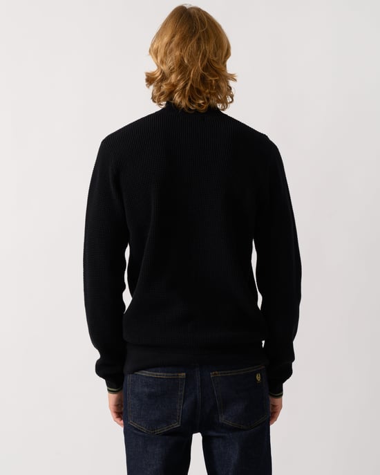Regular Fit Long Sleeve Logo Detail Jumper in Black - Image 2