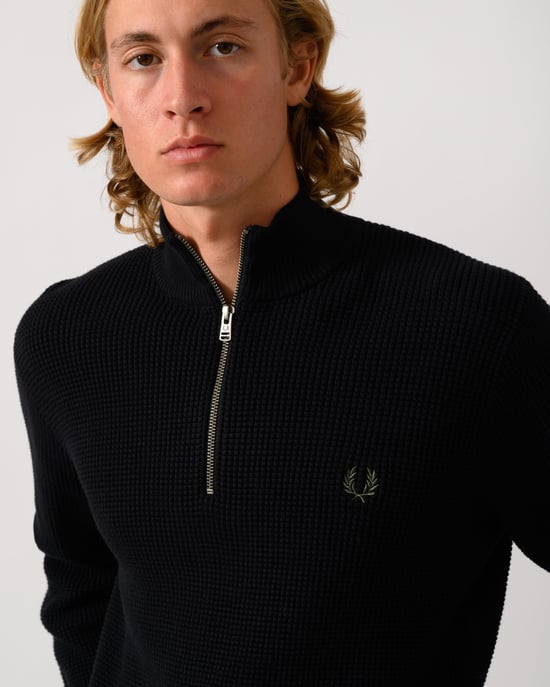 Regular Fit Long Sleeve Logo Detail Jumper in Black - Image 3