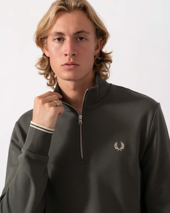 Long Sleeve Logo Detail Sweatshirt in Olive - Image 3