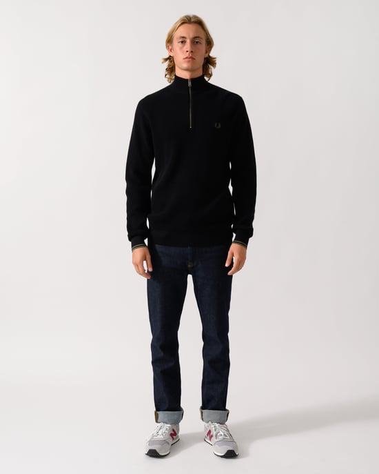 Regular Fit Long Sleeve Logo Detail Jumper in Black - Image 4