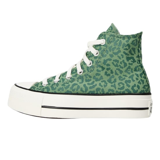 Converse Womens/Ladies All Star Leopard Print Canvas Platform High Top Trainers (Green) - Image 2