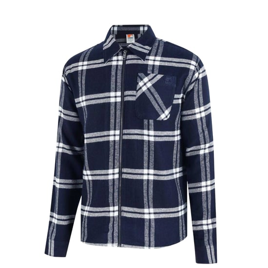 SoulCal Mens Checked Flannel Full Zip Long-Sleeved Shacket (Navy) - Image 3