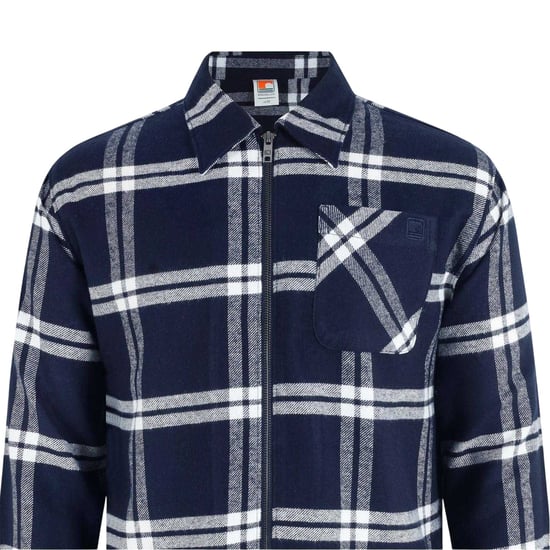 SoulCal Mens Checked Flannel Full Zip Long-Sleeved Shacket (Navy) - Image 4