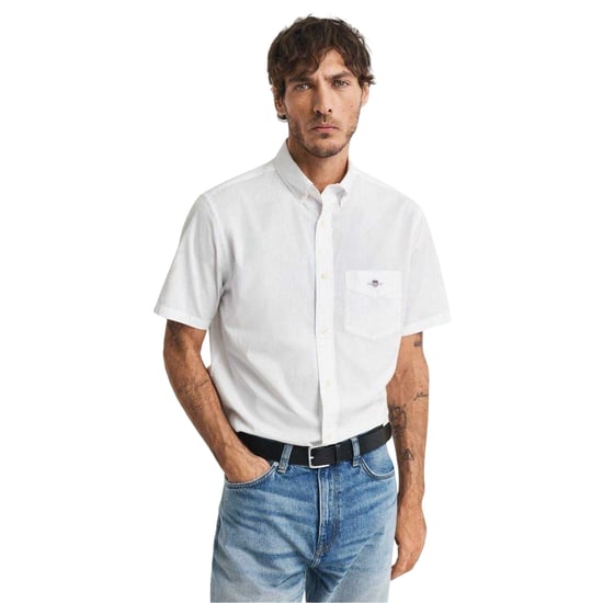 Gant Mens Poplin Classic Short-Sleeved Shirt (White) - Image 1