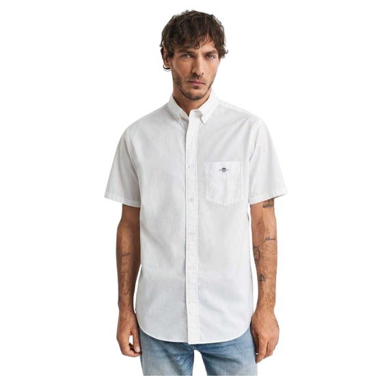 Gant Mens Poplin Classic Short-Sleeved Shirt (White) - Image 2