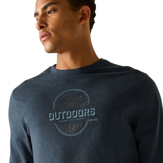 Regatta Mens Maylow Outdoors Long-Sleeved T-Shirt (Navy) - Image 3