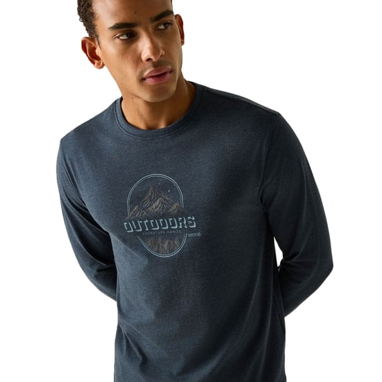 Regatta Mens Maylow Outdoors Long-Sleeved T-Shirt (Navy) - Image 5