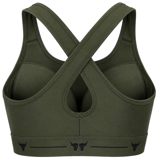 Under Armour x Project Rock Mid Crossback Warrior Womens Khaki Sports Bra - Image 2