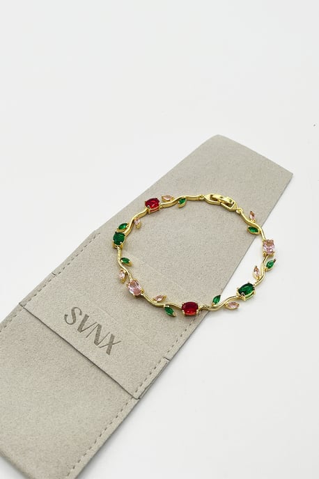 Floral Crystal Gold Bracelet - Image 1