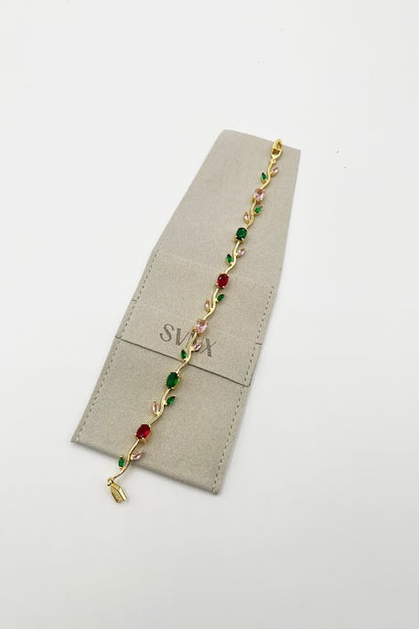 Floral Crystal Gold Bracelet - Image 2