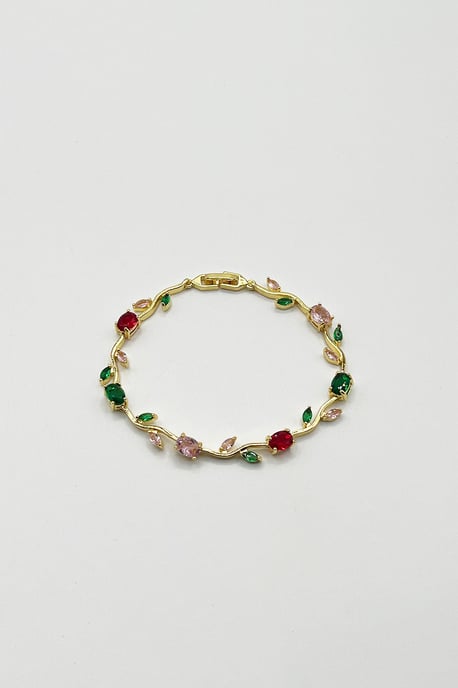 Floral Crystal Gold Bracelet - Image 3