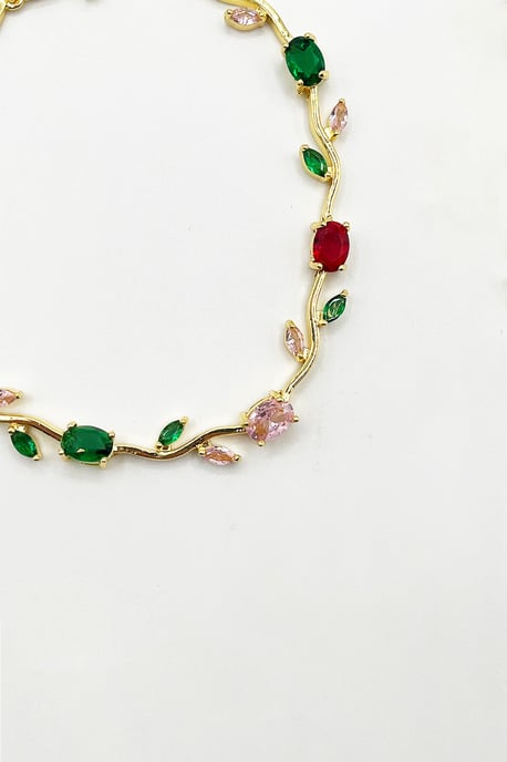 Floral Crystal Gold Bracelet - Image 4