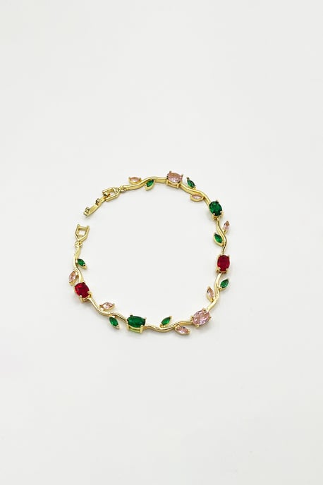Floral Crystal Gold Bracelet - Image 5
