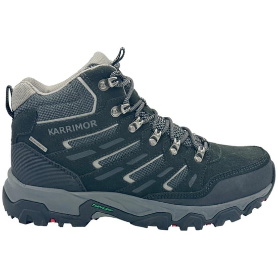 Karrimor Mens Mount Mid Leather Waterproof Walking Boots (Black/Grey) - Image 1