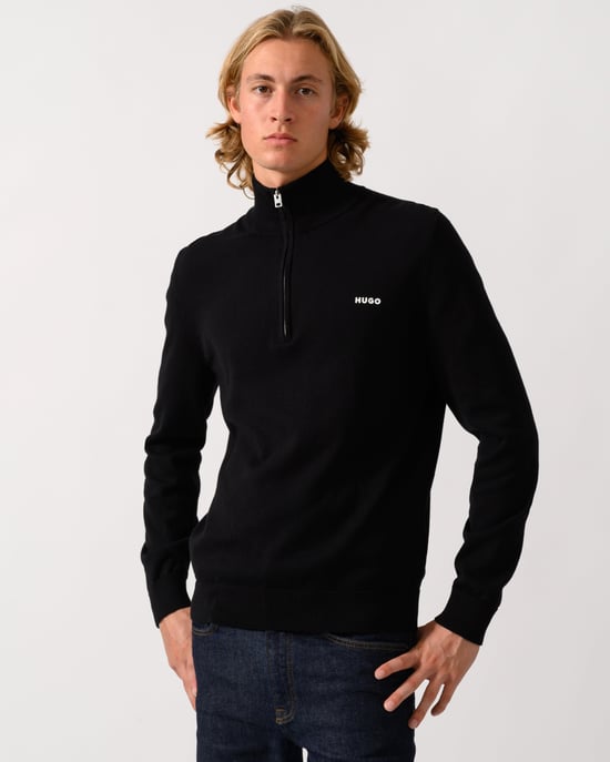 Long Sleeve Logo Detail Jumper in Black - Image 1