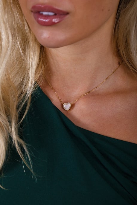 Diamante & Seashell Heart Necklace in Gold - Gift Boxed - Image 2