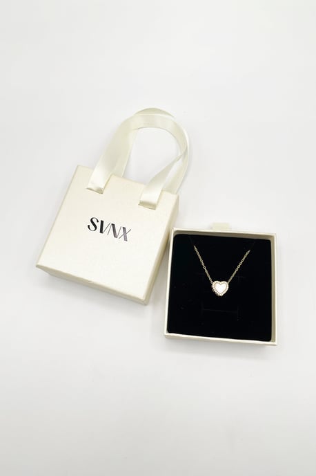 Diamante & Seashell Heart Necklace in Gold - Gift Boxed - Image 3